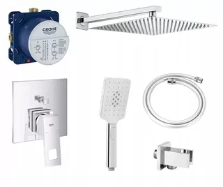 Kompletná sprchová súprava s podomítkovou batérie Grohe Eurocube + sprchový riad Estiva 30cm